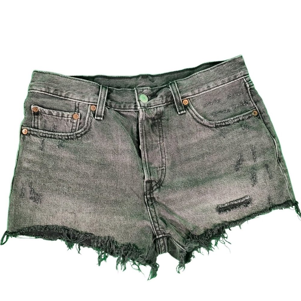 Levi's 501 Premium Denim Cut-off Distressed Denim Shorts 28" Black